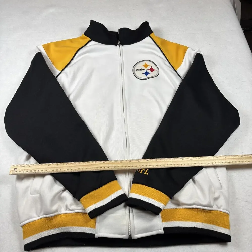 NFL PITTSBURGH STEELERS MEN'S FULL ZIP JACKET LOGO PATCH SIZE 2XL